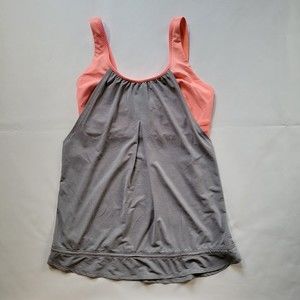Lululemon Athletica Run Times Tank Sports Bra Cinch Drawstring Orange Grey Size8